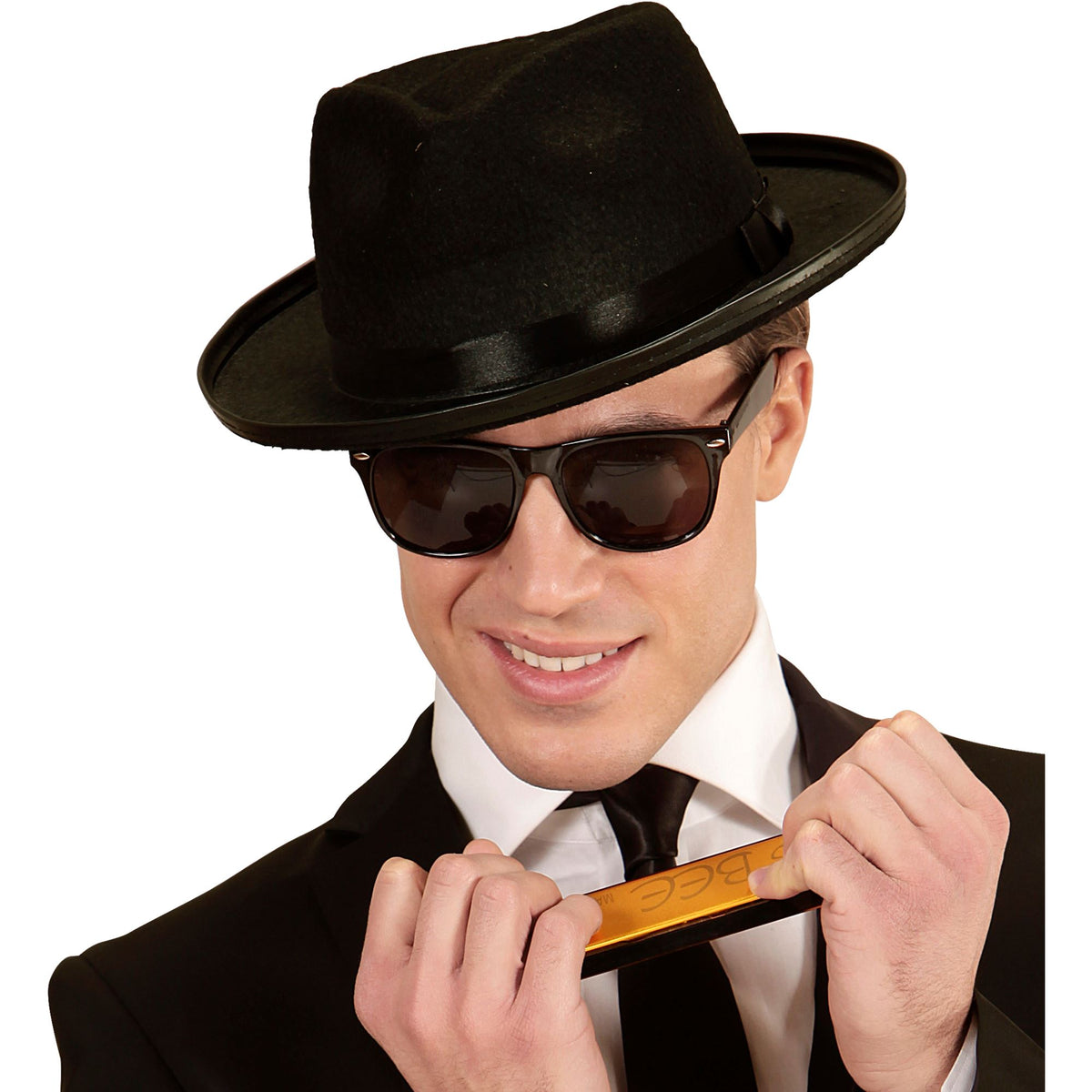"BLUES MAN" (Hut, Brille)