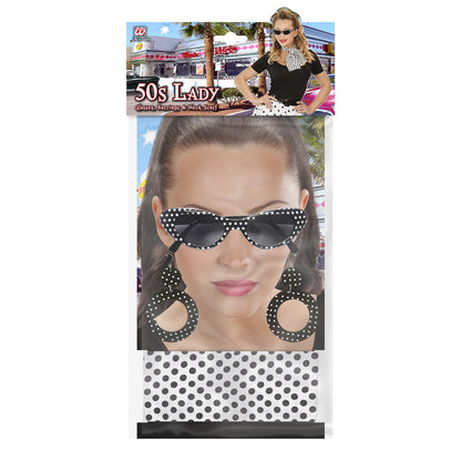 "50s LADY" (Brille, Ohrringe, Halstuch)