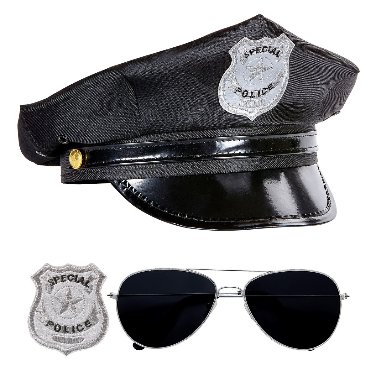 "SET POLIZIST" (Hut, Brille, Dienstmarke)