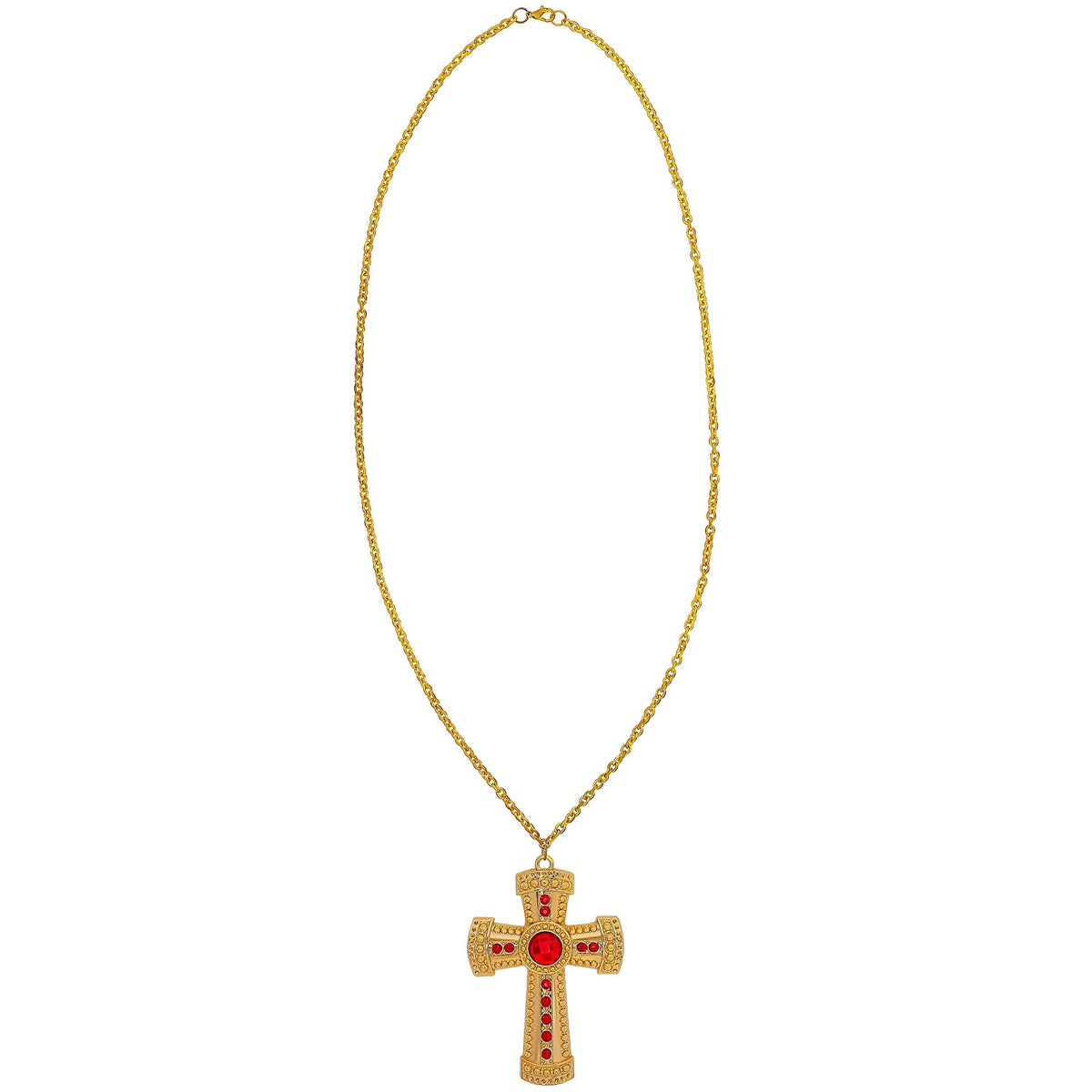 Goldene Halskette mit Kreuz und Edelsteinen von Widmann – Detailansicht