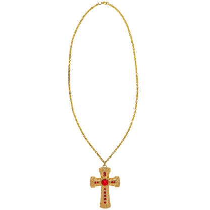 Goldene Halskette mit Kreuz und Edelsteinen von Widmann – Detailansicht