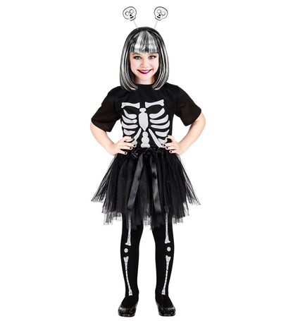 SKELETT (T-Shirt, Tutu, Haarreif mit Totenköpfen)