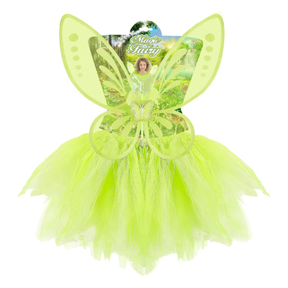 "MAGIC FAIRY" grün (Tutu, Flügel, Feenstab)