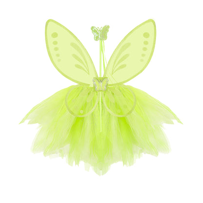 "MAGIC FAIRY" grün (Tutu, Flügel, Feenstab)