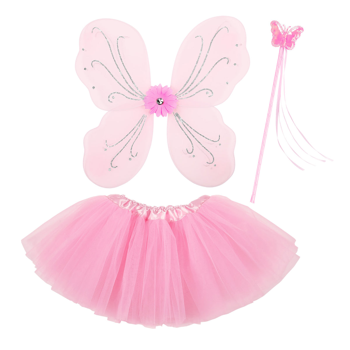 "MAGIC FAIRY" rosa (Tutu, Flügel, Feenstab)