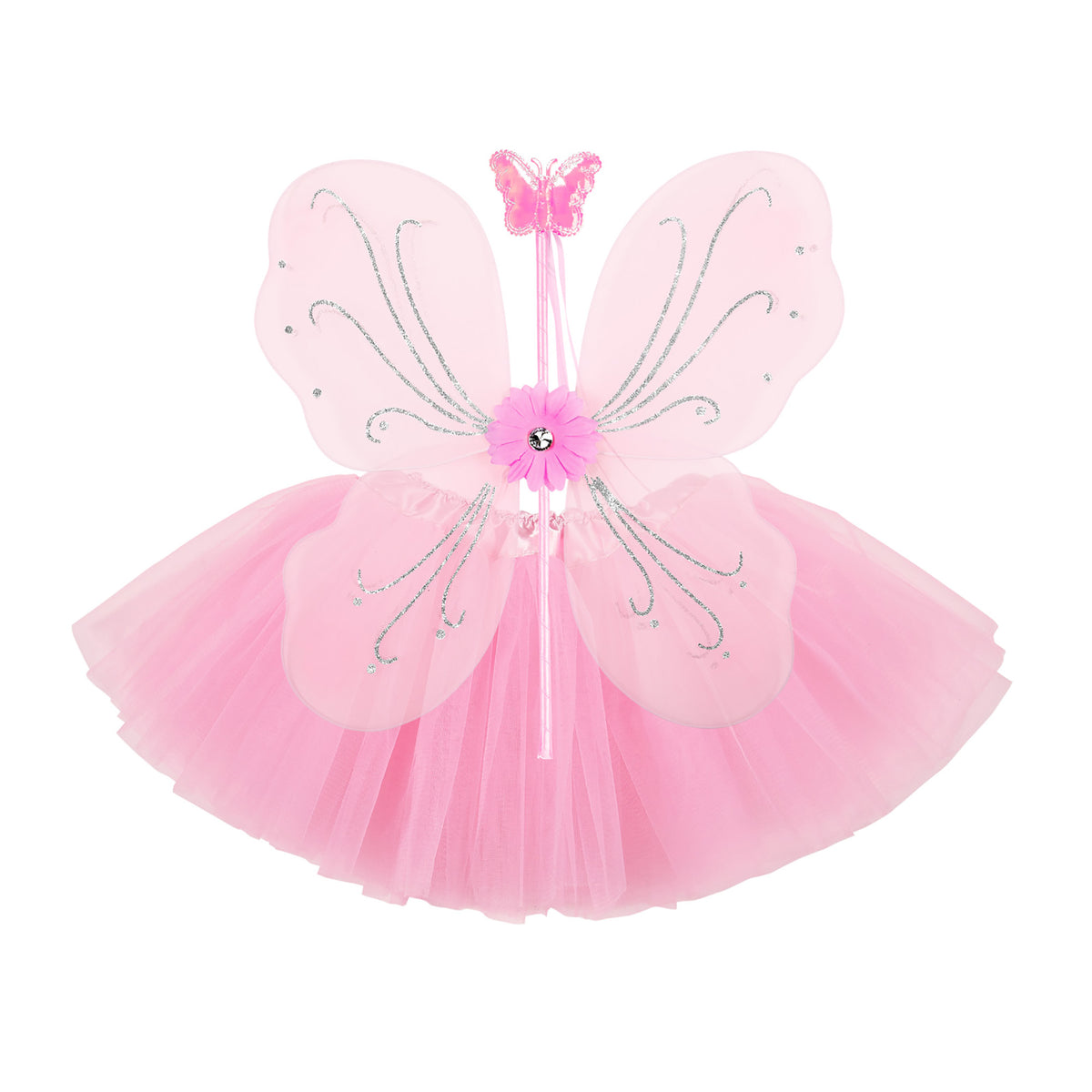 "MAGIC FAIRY" rosa (Tutu, Flügel, Feenstab)