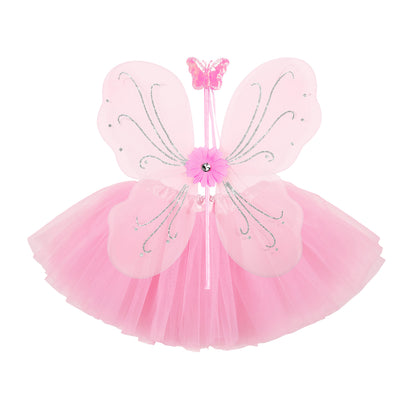 "MAGIC FAIRY" rosa (Tutu, Flügel, Feenstab)