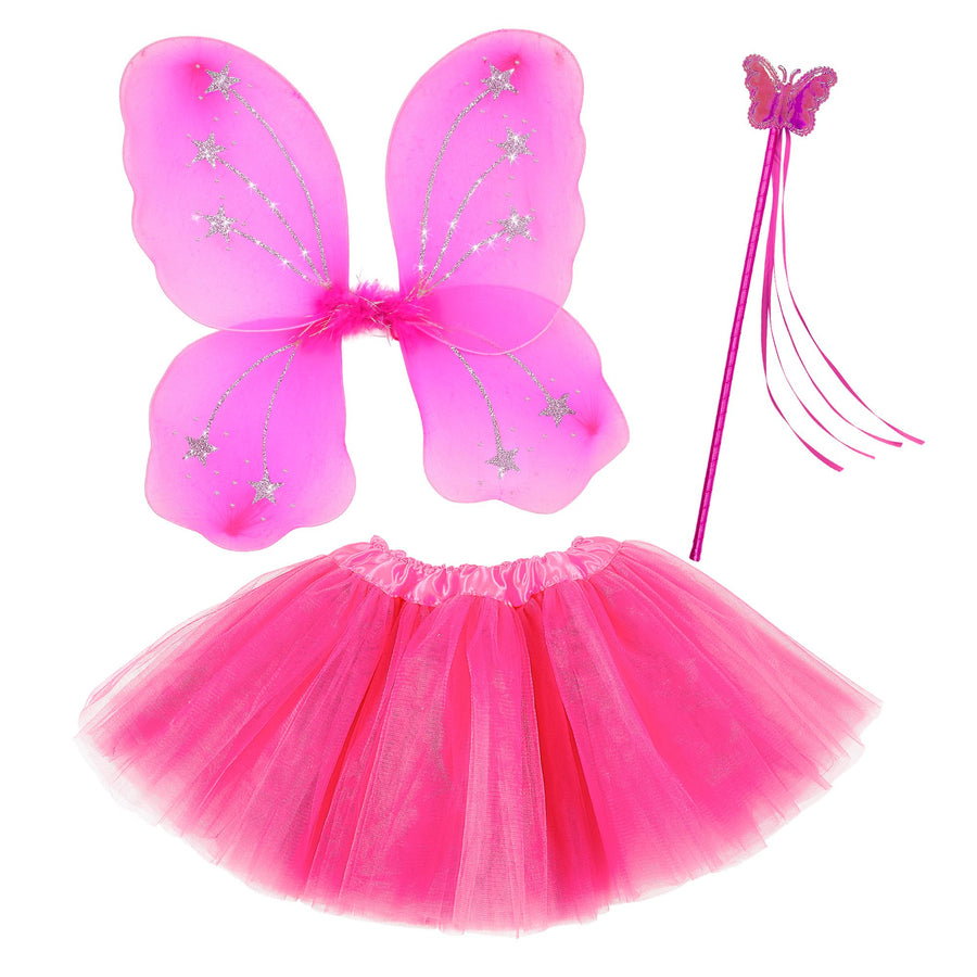 Widmann Magic Fairy Kinderkostüm pink mit Tutu, Flügeln und Feenstab – Produktansicht