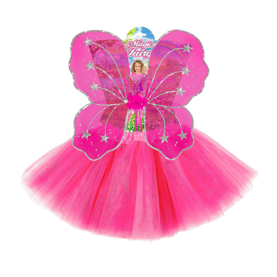 Widmann Magic Fairy Kinderkostüm pink mit Tutu, Flügeln und Feenstab – Detailansicht