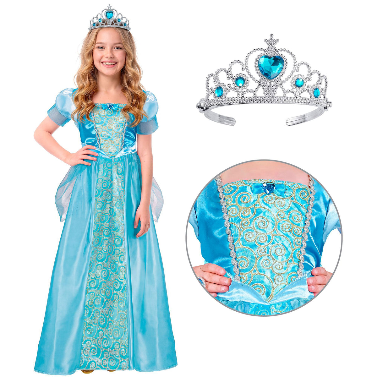 Widmann Kinderkostüm Schneeprinzessin-Kleid mit Tiara für Kinder