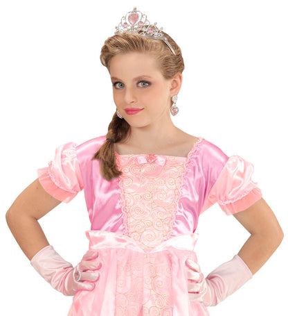 Widmann Prinzessinnenset Pink mit Tiara Handschuhen und Ring – Seitenansicht
