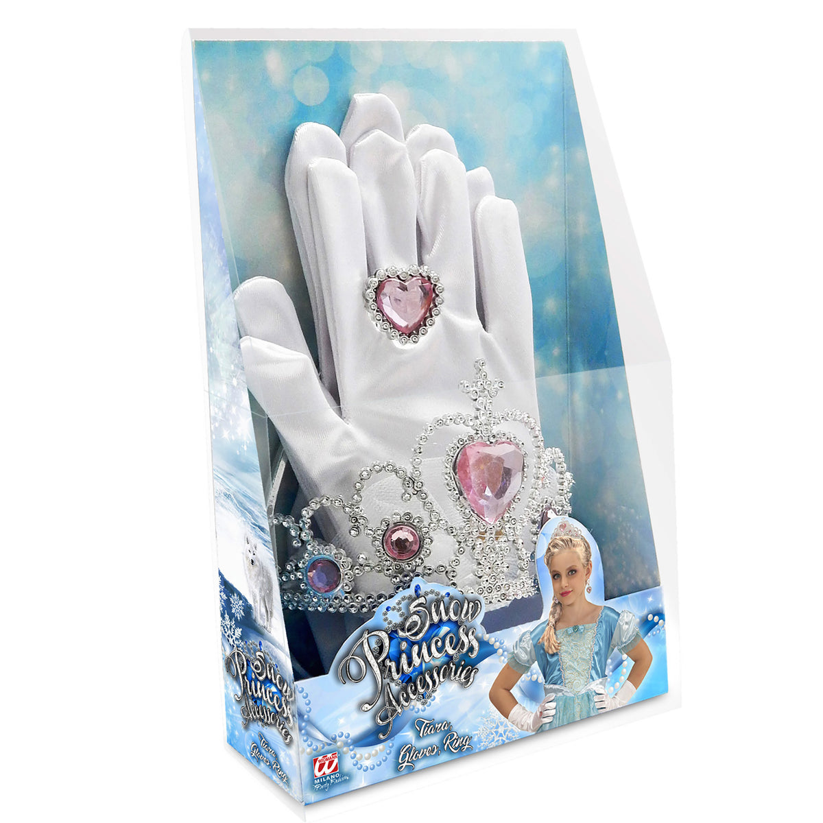 "SET SCHNEEPRINZESSIN" (Tiara, Handschuhe, Ring)