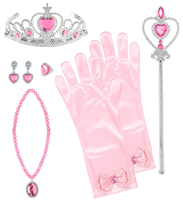 "PRINZESSIN SET (Tiara, Handschuhe, Halskette, Ohrringe, Zauberstab)