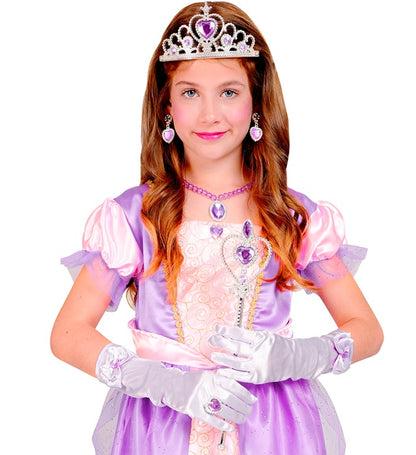 Widmann Prinzessinnen-Zubehörset mit Tiara, Handschuhen, Halskette, Ohrringen und Zauberstab – Rückansicht