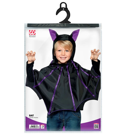 Widmann schwarzer Fledermaus-Umhang mit Kapuze fuer Kinder – Rückansicht