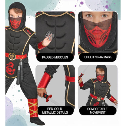 "NINJA" (Oberrteil mit Kapuze und Rüstung, Hose, Maske)
