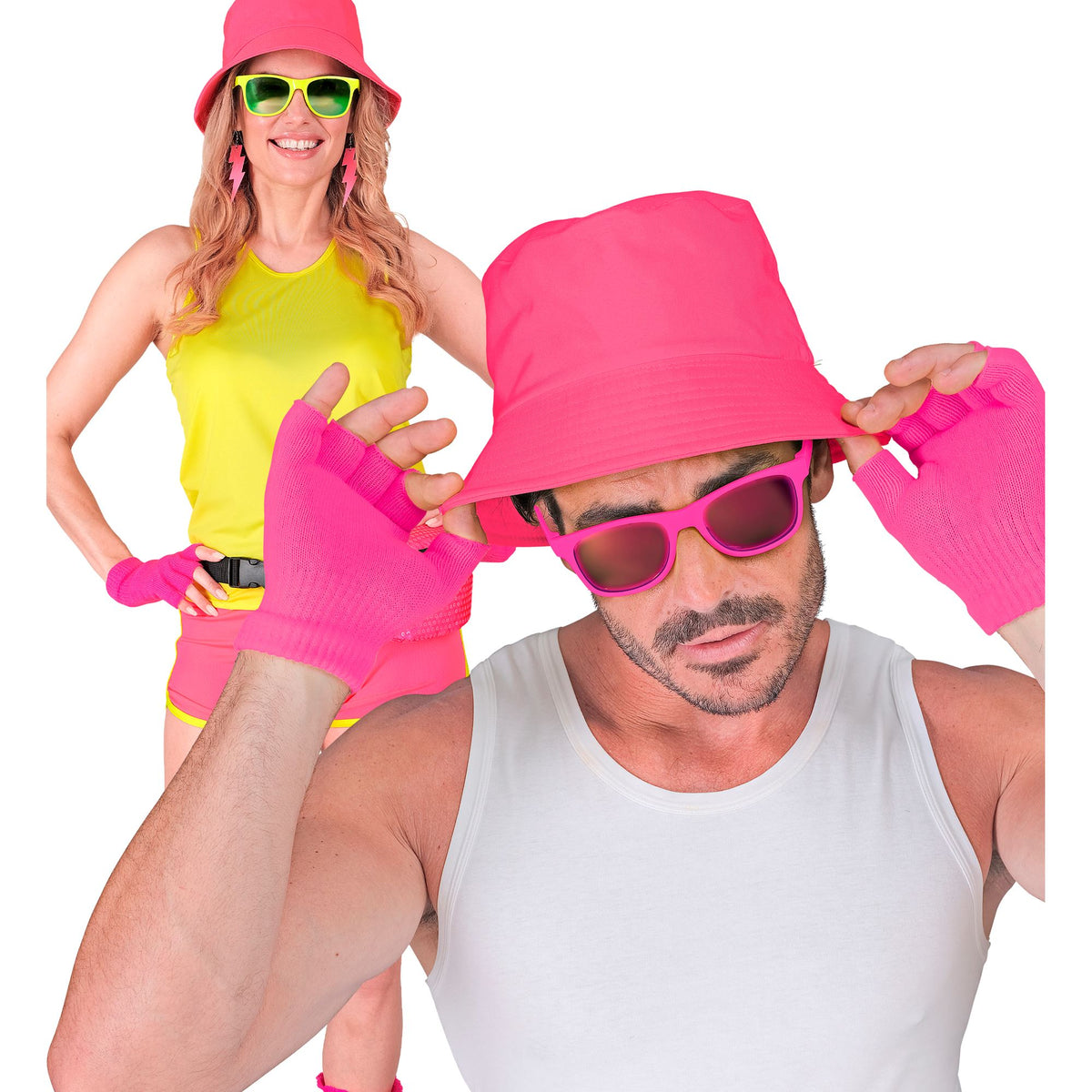 "NEON PINKE FINGERLOSE HANDSCHUHE"