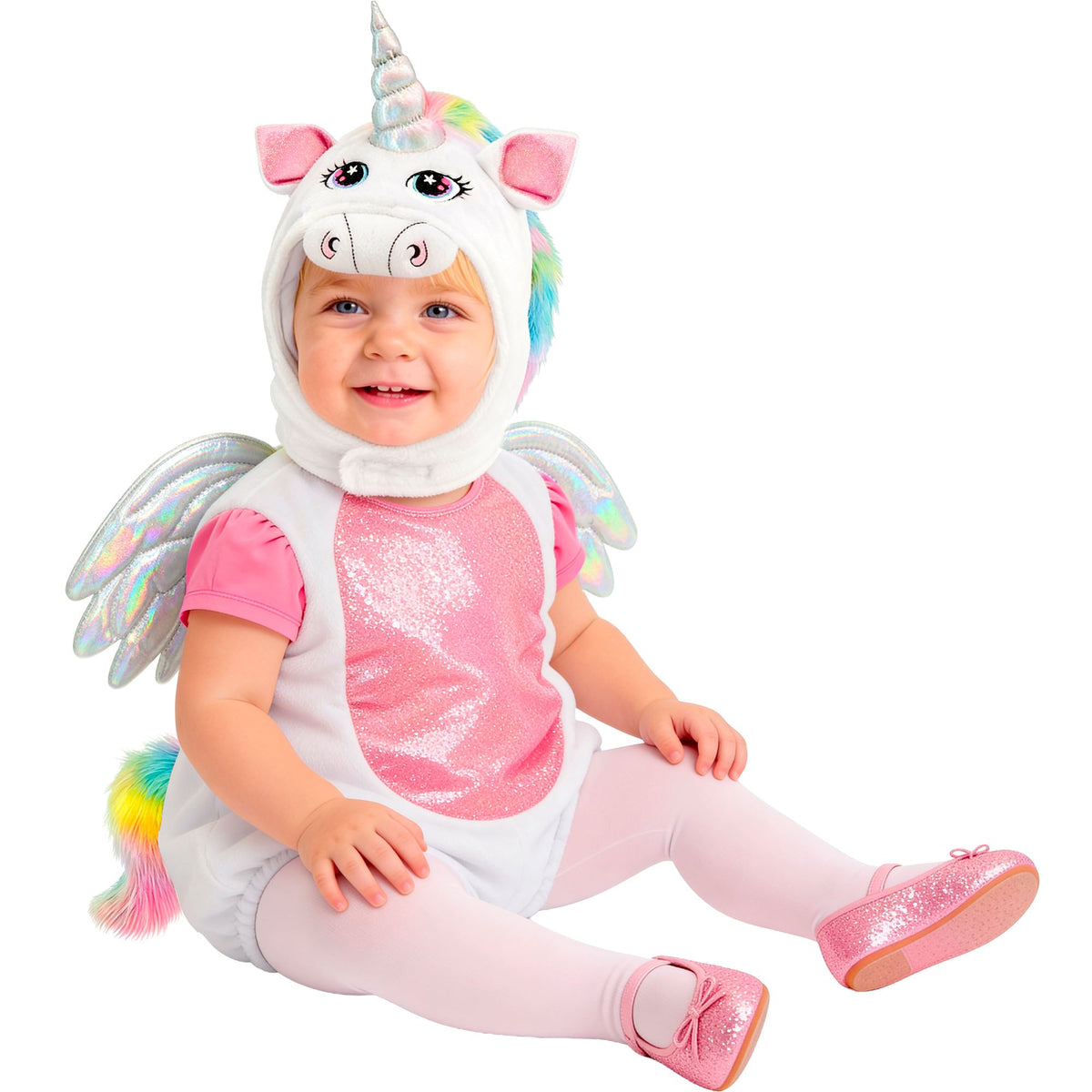 Widmann Einhorn-Kostümkapuze mit detailreichem Einhornkopf für Fasnacht und Mottopartys – Rückansicht