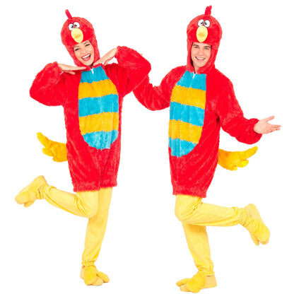 "ROTER VOGEL SOFT PLÜSCHKOSTÜM" (Overall mit Kapuze)
