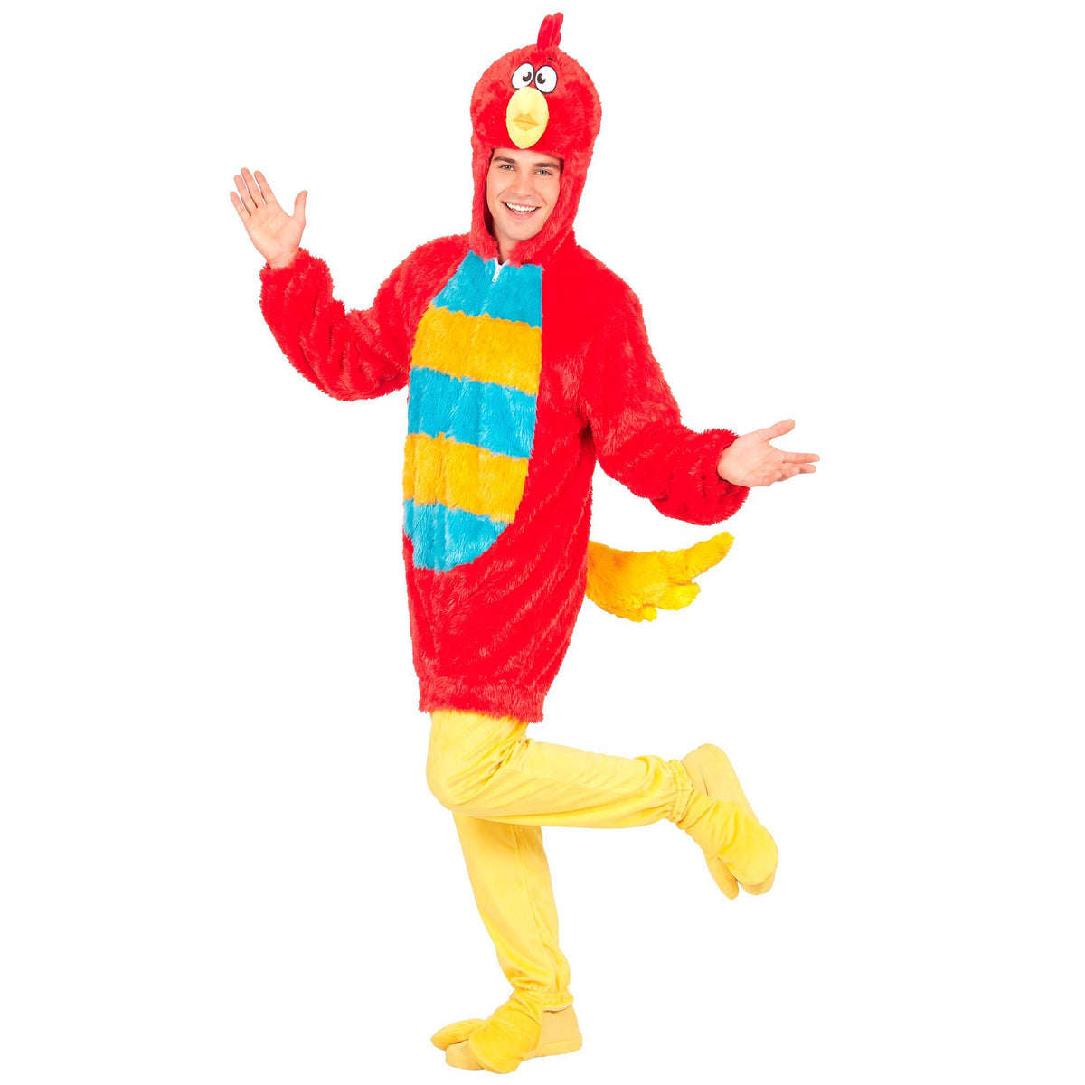 "ROTER VOGEL SOFT PLÜSCHKOSTÜM" (Overall mit Kapuze)