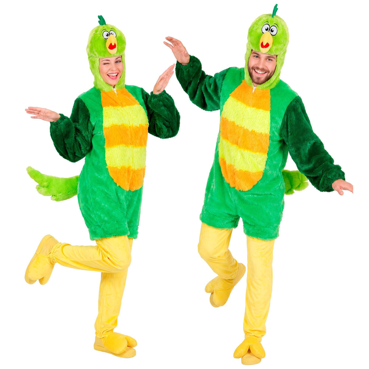 "GRÜNER VOGEL SOFT PLÜSCHKOSTÜM" (Overall mit Kapuze)