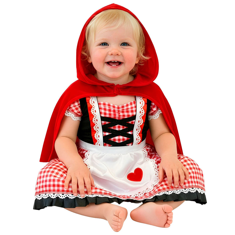 Widmann Rotkäppchen Kostüm für Kinder mit rotem Kleid und Kapuzenumhang – Detailansicht