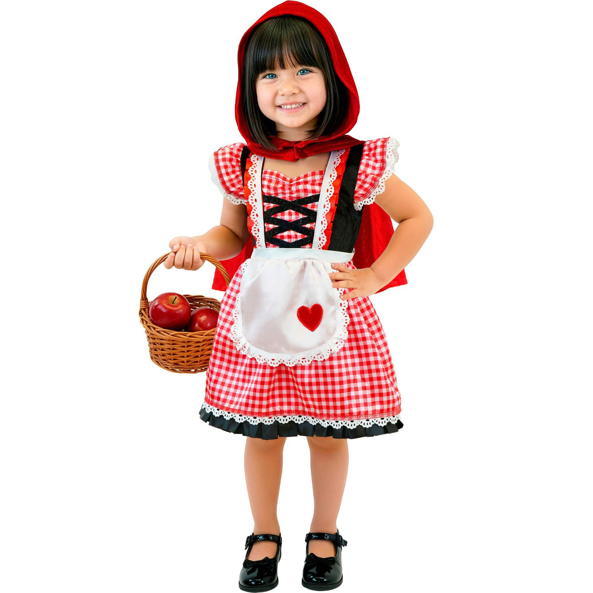 Widmann Rotkäppchen Kostüm für Kinder mit rotem Kleid und Kapuzenumhang – Seitenansicht