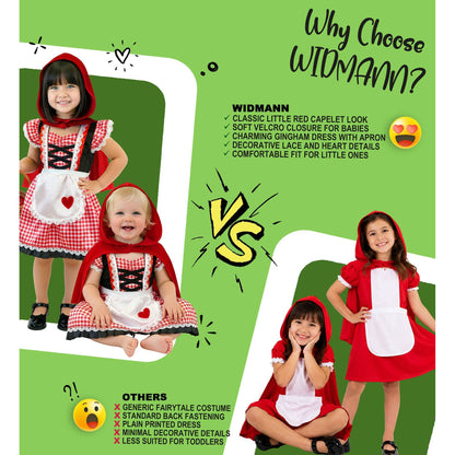 Widmann Rotkäppchen Kostüm für Kinder mit rotem Kleid und Kapuzenumhang – Anwendungsansicht