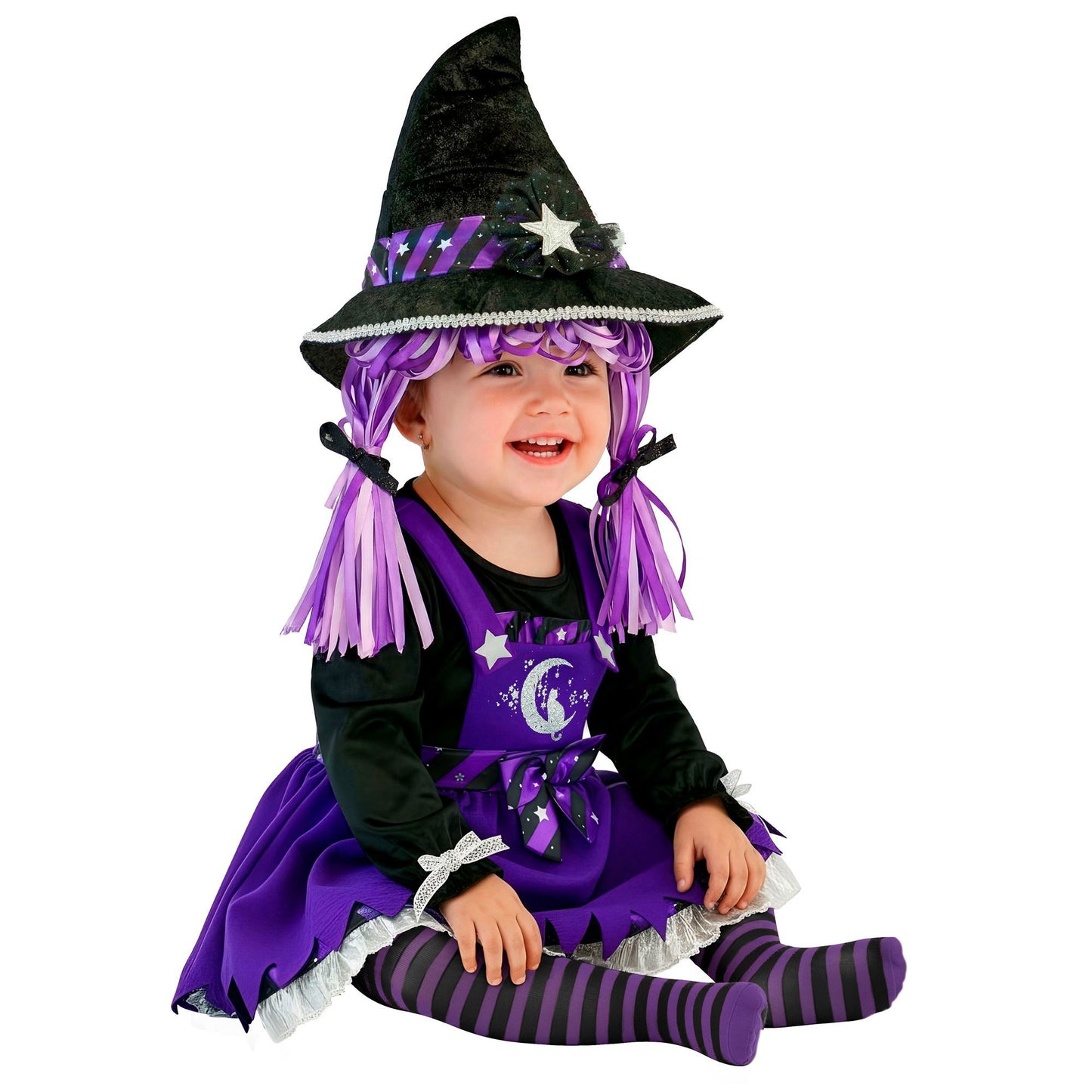 Hexen-Kostüm Set mit Kleid, Strumpfhose und Hut für Fasnacht & Mottopartys