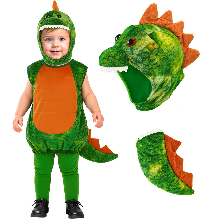 Widmann Dinosaurier-Kostüm mit Hose und Kapuze für Kinder – Detailansicht