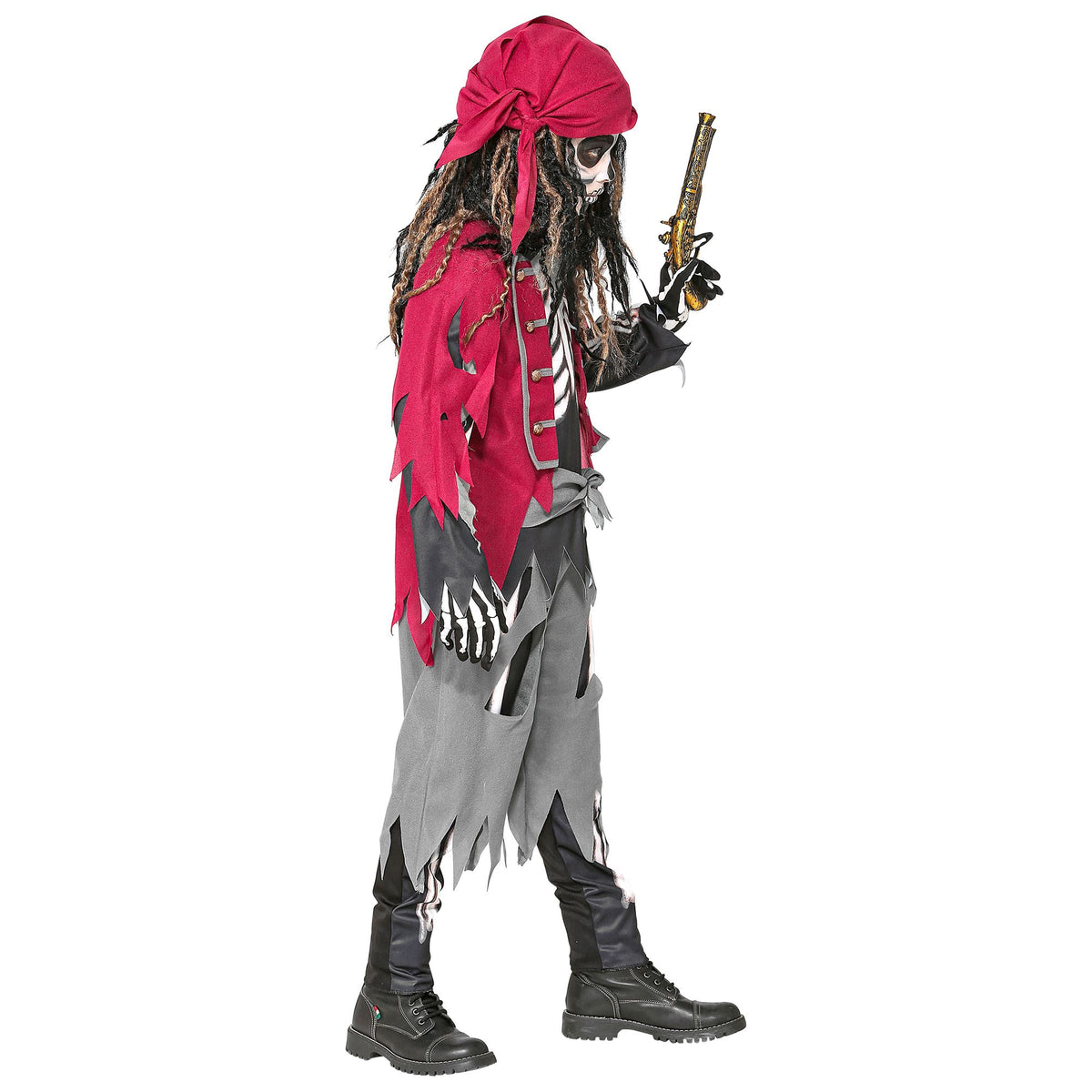 "SKELETT PIRAT" (Oberteil mit Weste und Gürtel, Hose, Bandana)
