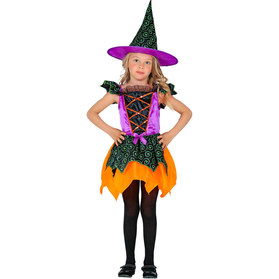 Kinder-Hexenkostüm mit Kleid und Hut von Widmann – Detailansicht