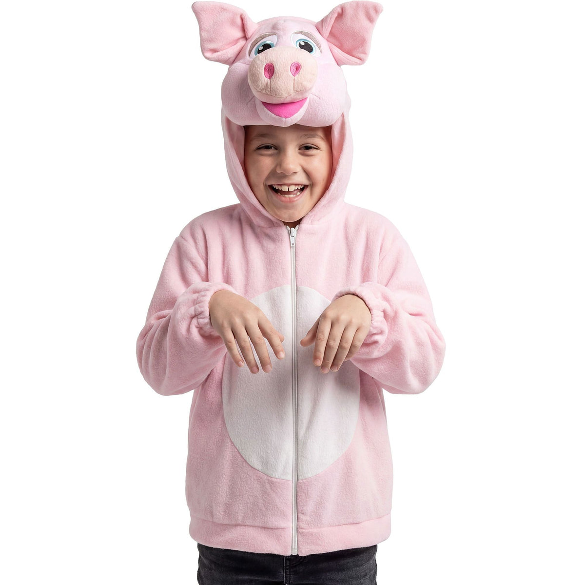 Widmann Schwein-Plüschkostüm für Kinder mit Kapuze in Rosa – Produktansicht