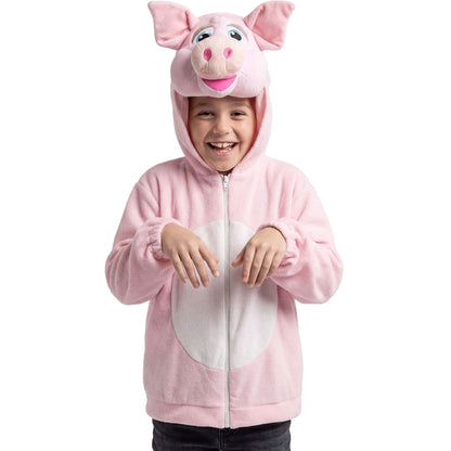 Widmann Schwein-Plüschkostüm für Kinder mit Kapuze in Rosa – Produktansicht