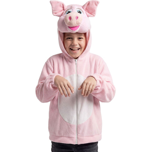 Weiches Schwein Plüschkostüm mit Kapuze für Fasnacht & Mottopartys