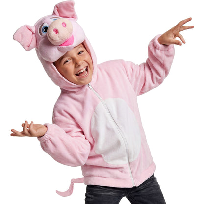 Widmann Schwein-Plüschkostüm für Kinder mit Kapuze in Rosa – Detailansicht