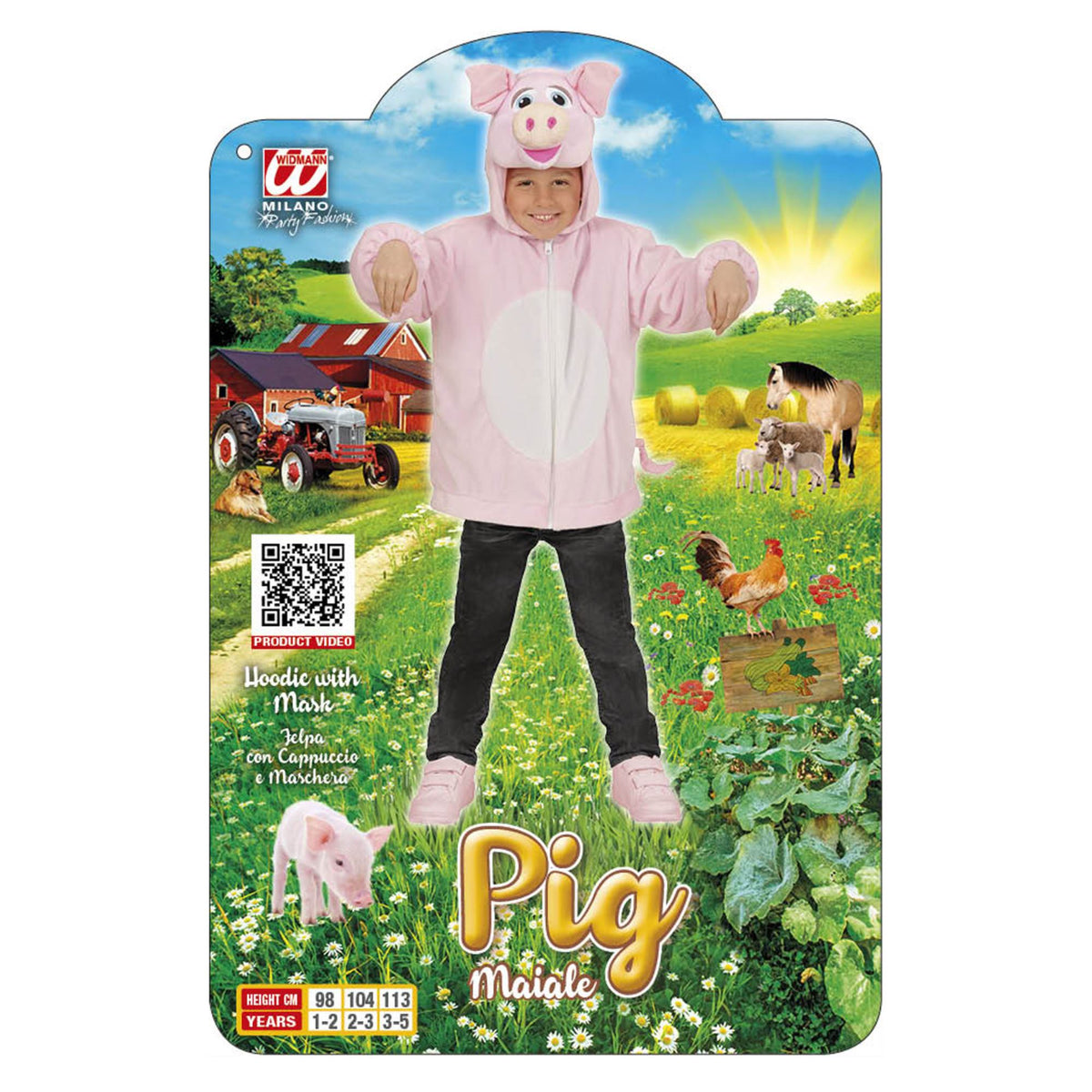 Widmann Schwein-Plüschkostüm für Kinder mit Kapuze in Rosa – Seitenansicht