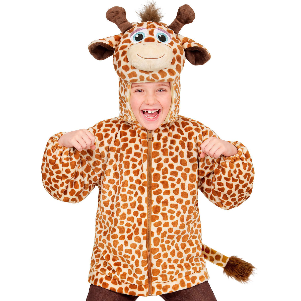 Widmann Giraffen-Plüschkostüm für Kinder, Plüschjacke mit Kapuze – Seitenansicht