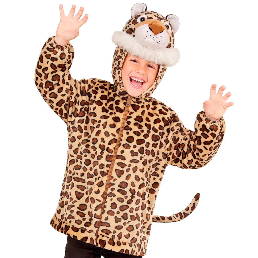 Widmann Kostüme Leopard Soft Plüschjacke mit Kapuze – Tierkostüm für Kinder