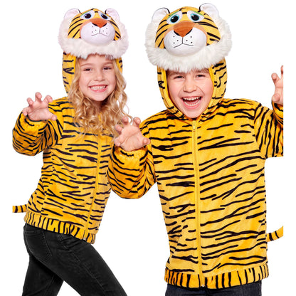 Widmann Kostümoberteil Tiger-Plüschjacke mit Kapuze für Kinder