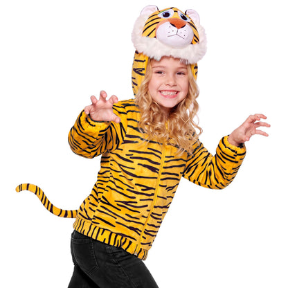 Widmann Kostümoberteil Tiger-Plüschjacke mit Kapuze für Kinder