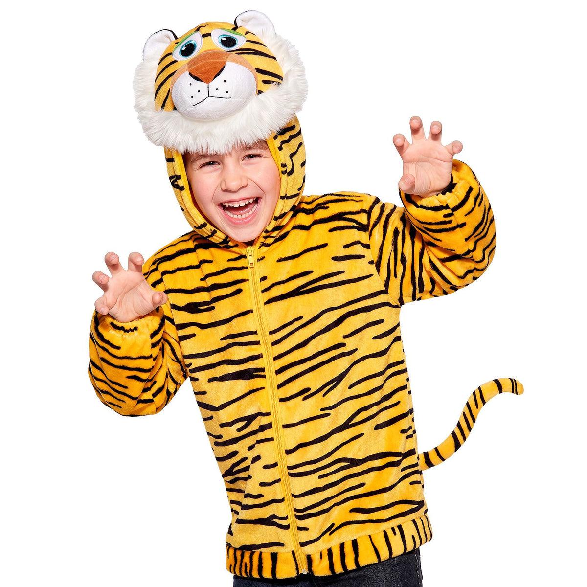 Widmann Kostümoberteil Tiger-Plüschjacke mit Kapuze für Kinder