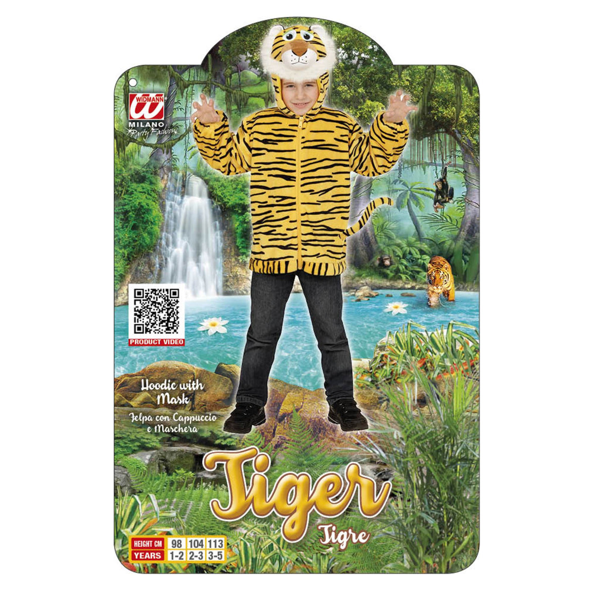 Widmann Kostümoberteil Tiger-Plüschjacke mit Kapuze für Kinder