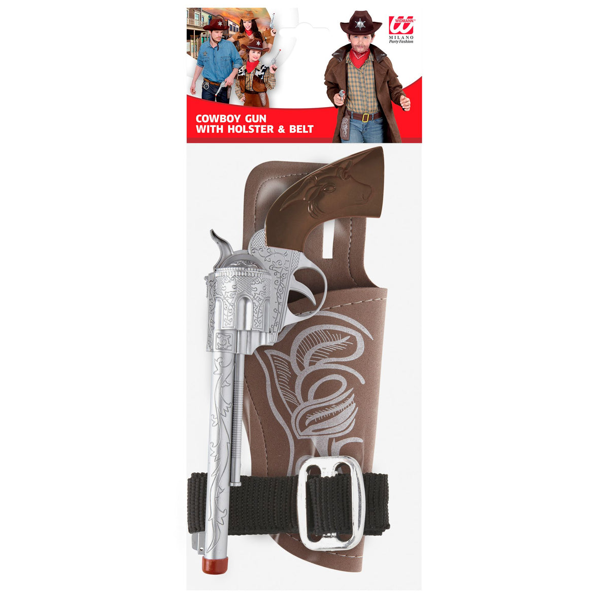 Widmann Cowboypistolen mit Holster und Gürtel 28 cm – Seitenansicht