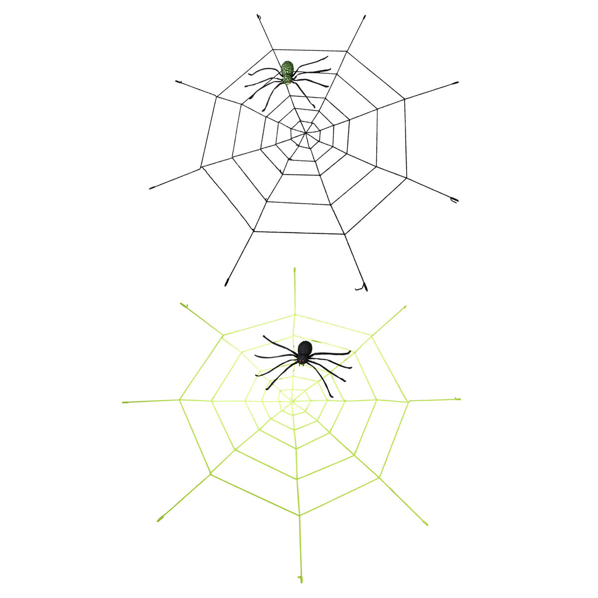 "RIESIGES SPINNENNETZ AUS CHENILLE MIT FARBWECHSELNDER LEUCHTENDER SPINNE" 220 cm sortiert in 2 Farben