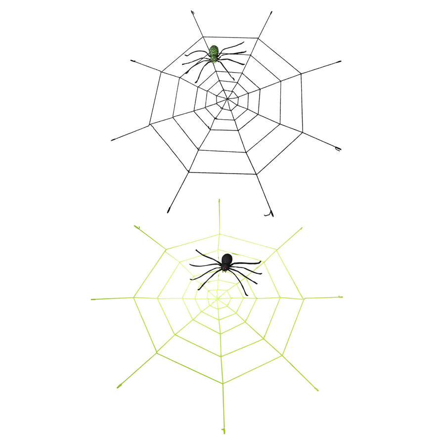 Widmann Riesiges Chenille-Spinnennetz mit farbwechselnder Leuchtspinne, 220 cm – Detailansicht