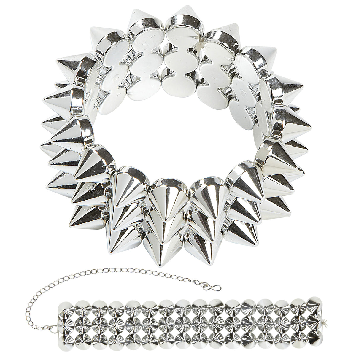 "HALSKETTE UND ARMBAND MIT NIETEN"