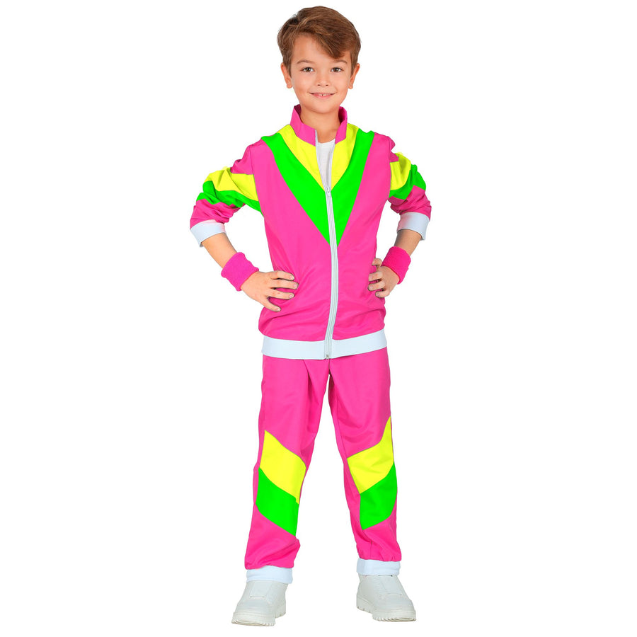 Widmann 80er-Jahre-Trainingsanzug in Pink und Rosa mit Oberteil und Hose – Detailansicht
