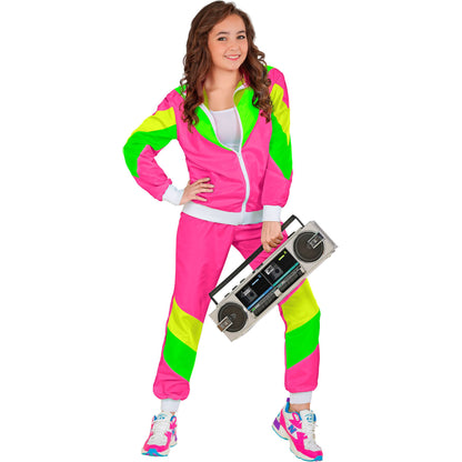Widmann 80er-Jahre-Trainingsanzug in Pink und Rosa mit Oberteil und Hose – Seitenansicht
