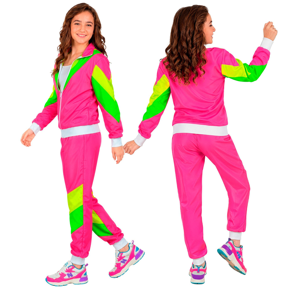 Widmann 80er-Jahre-Trainingsanzug in Pink und Rosa mit Oberteil und Hose – Rückansicht